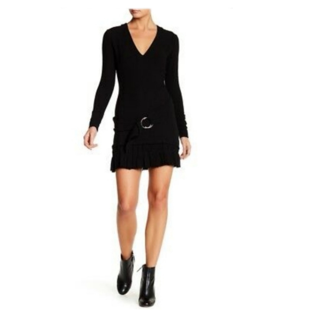 IRO Black V-neck Mini dress. Size 38